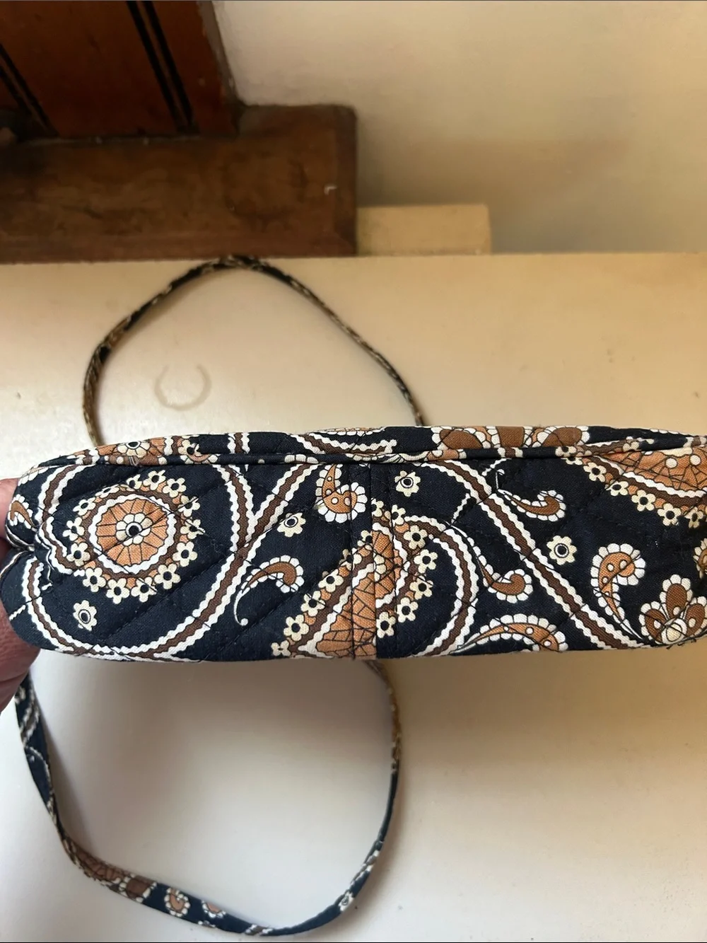 Vera Bradley Black and Tan Paisley Crossbody Bag EUC